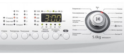 Washing machine control panel, spin buttons