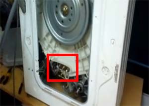 The location of the heating element in the washing machine, where is it?