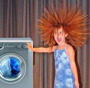 The washing machine is electrocuted