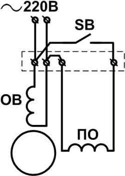 Schema de conectare a motorului electric