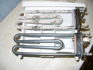 Scale on the heating element of the washing machine