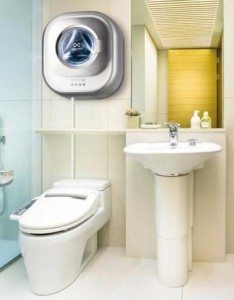 Wall-mounted washing machine sa banyo