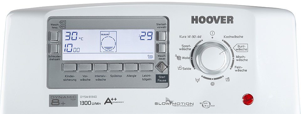 Painel da máquina de lavar roupa Hoover