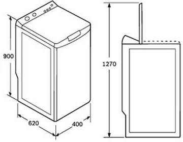 Dimensions d'une machine à laver à chargement par le haut