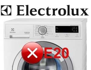 Kļūdas kods E20 uz Electrolux veļas mašīnas