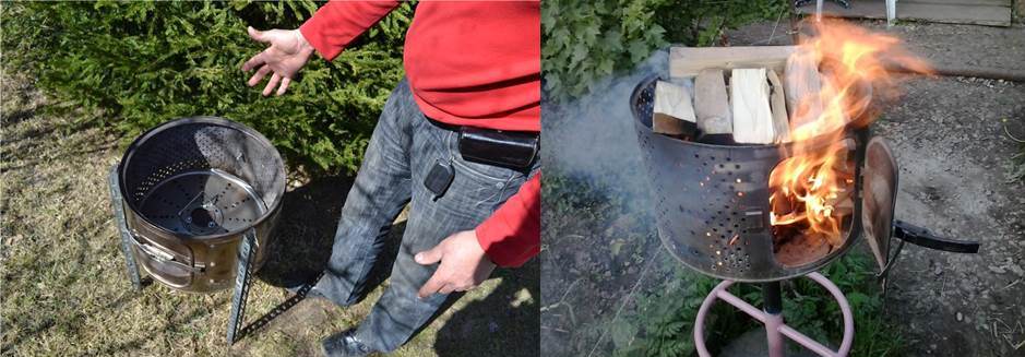 barbecue from a washing machine drum