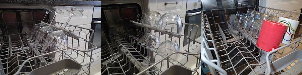 arrangement of glasses and glasses in the dishwasher