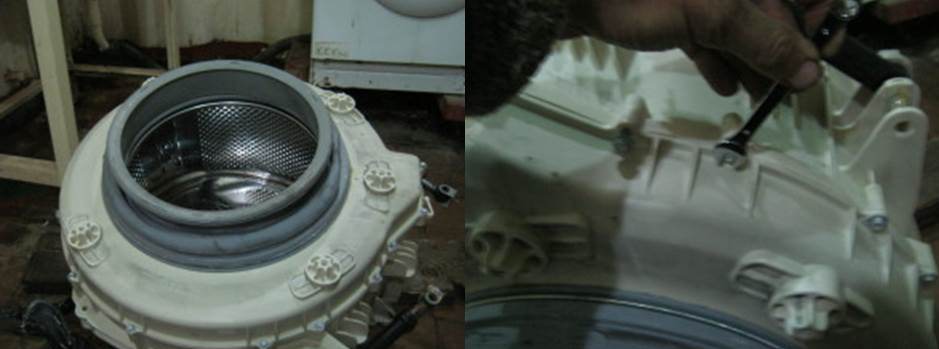 dismantling the washing machine tank