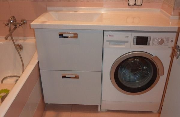 meubel voor wasmachine in badkamer