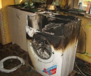 washing machine burned down