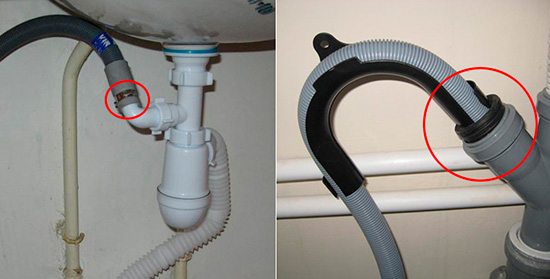 connecting the drain hose to the siphon