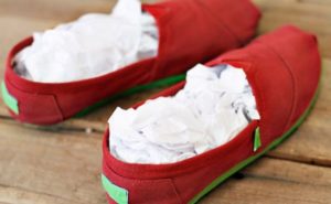 To make your slippers dry better, stuff them with paper