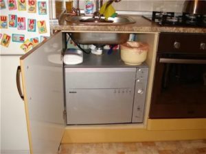 compact dishwasher in a small kitchen