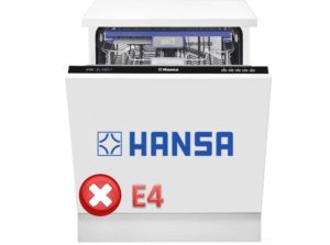 เกิดข้อผิดพลาด E4 ในเครื่องล้างจาน Hansa