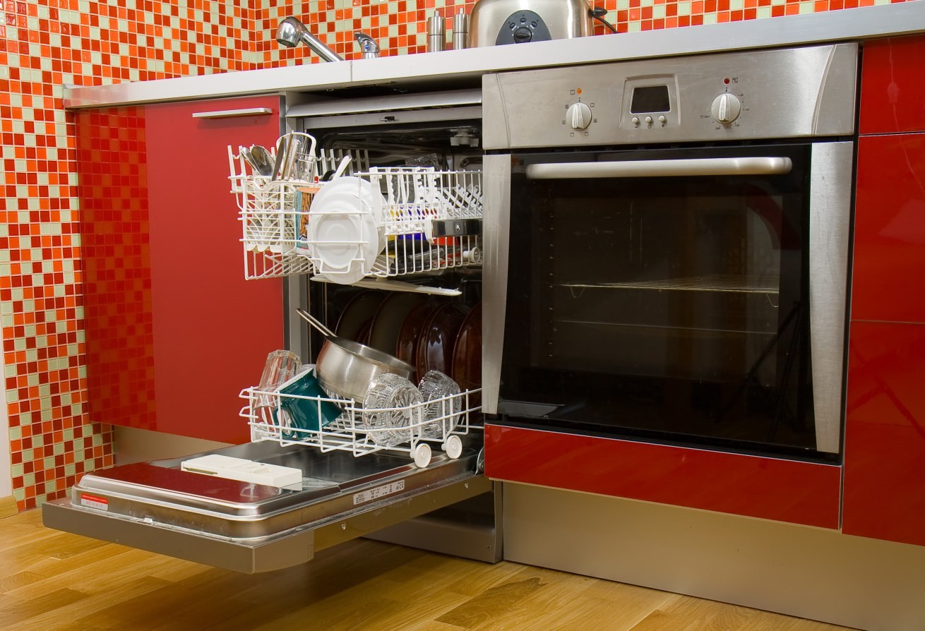 dishwasher next to oven