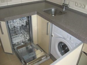 Where should the dishwasher be in a corner kitchen?