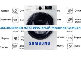 Designations on a Samsung washing machine