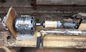 Wood lathe from a washing machine engine