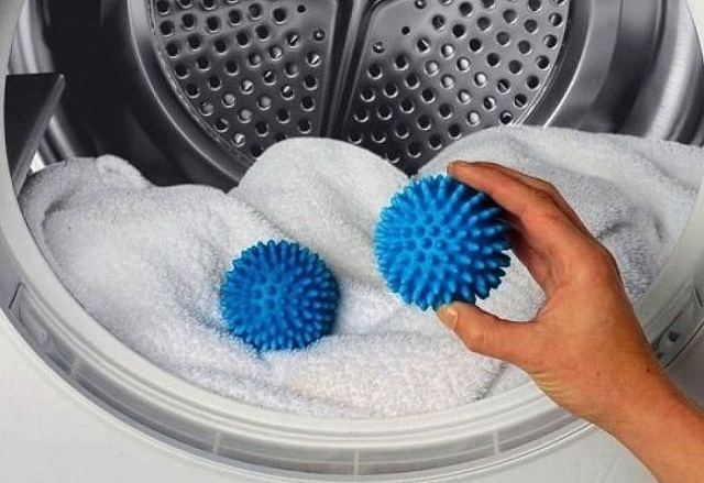 balls are placed to soften the fabric during washing