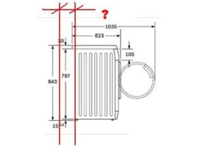 What distance should be between the washing machine and the wall