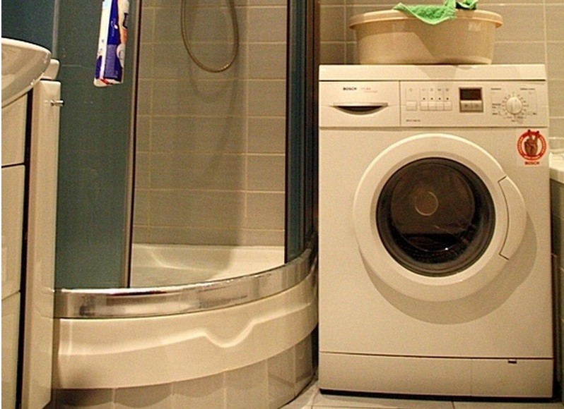 shower cabin at washing machine