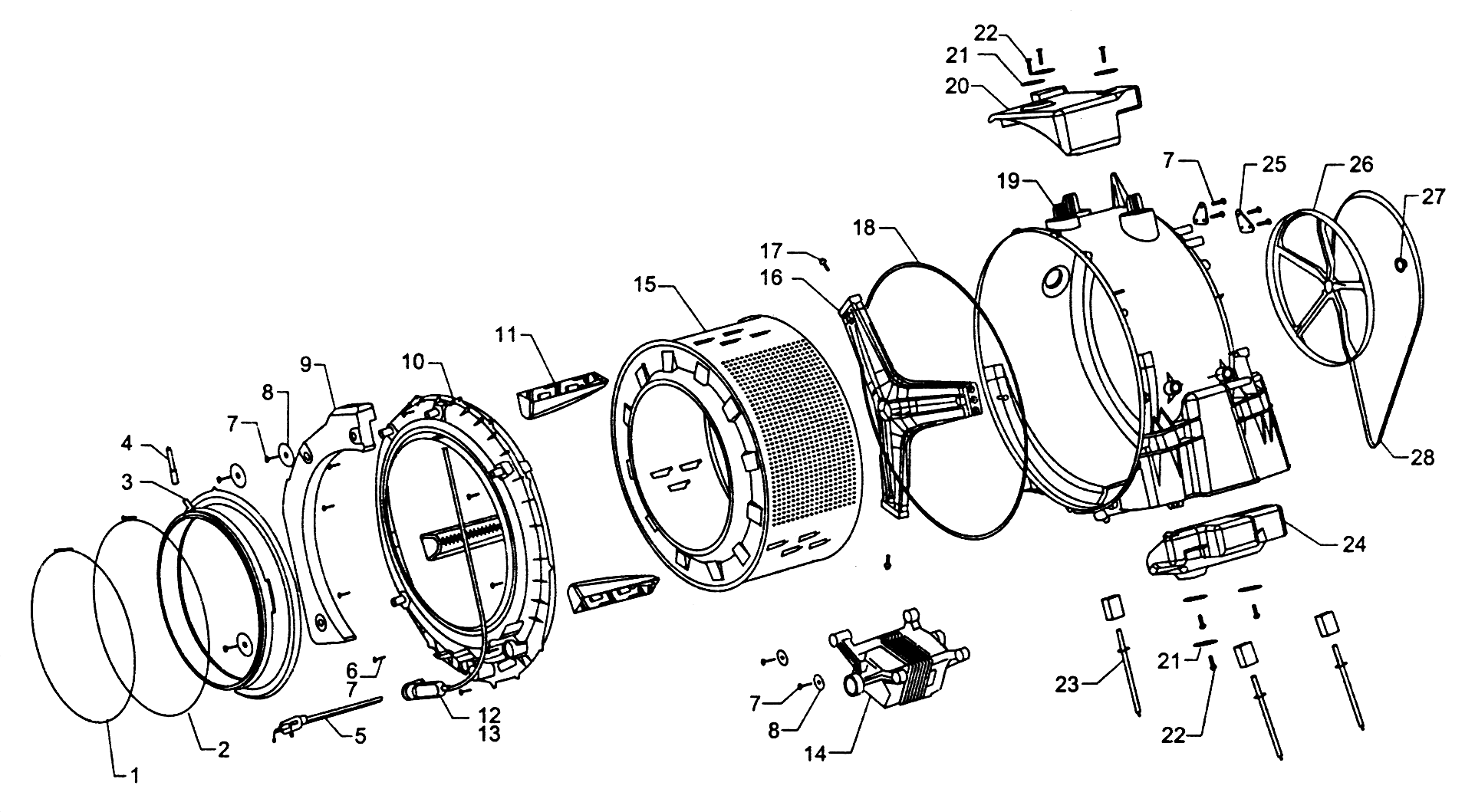 características de diseño del tambor SM Indesit 