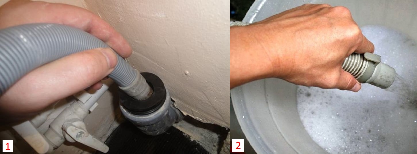 remove water through the drain hose 