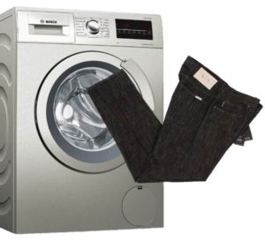 Washing black jeans in the washing machine