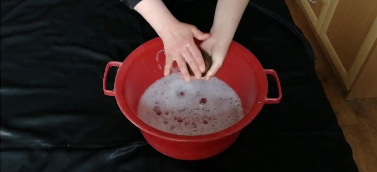 put the stockings in a bowl of water