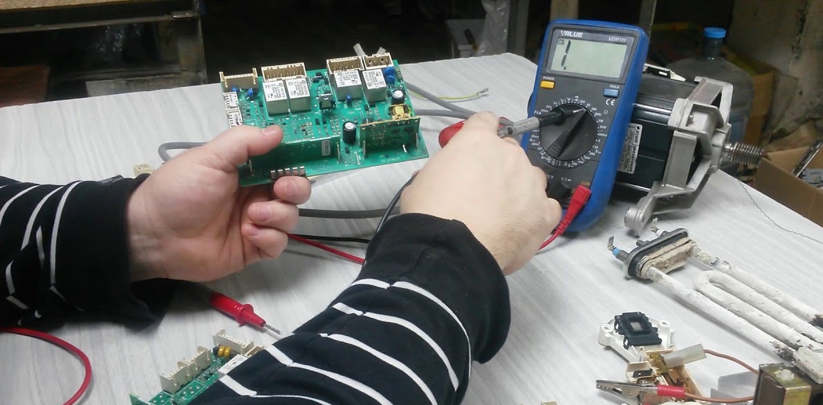 checking the module elements with a multimeter