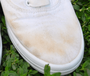 Stains on white sneakers after washing