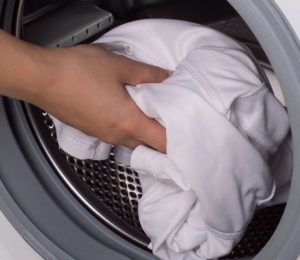 Washing white jeans in the washing machine