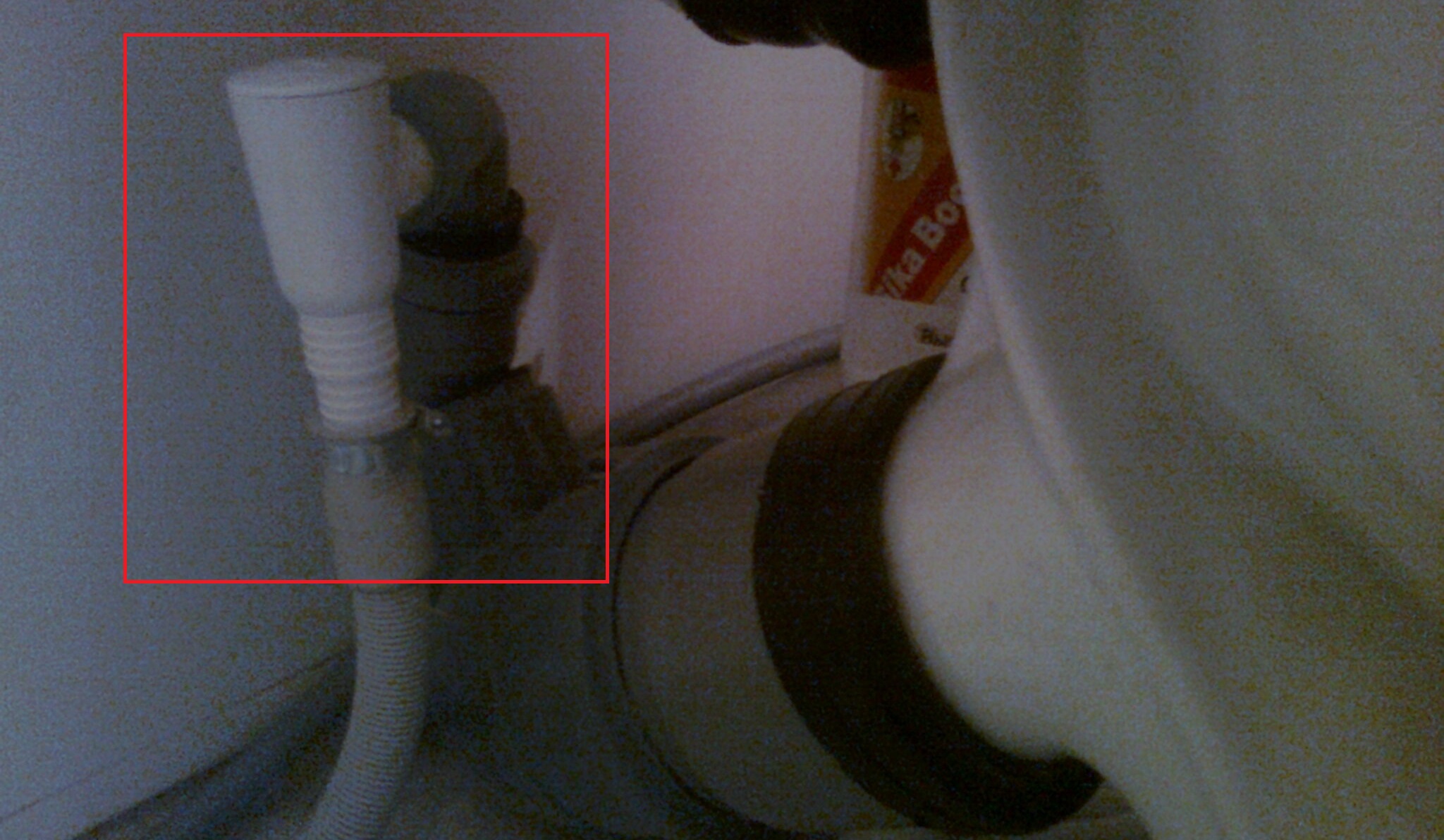 connection via a fitting and a siphon with a check valve