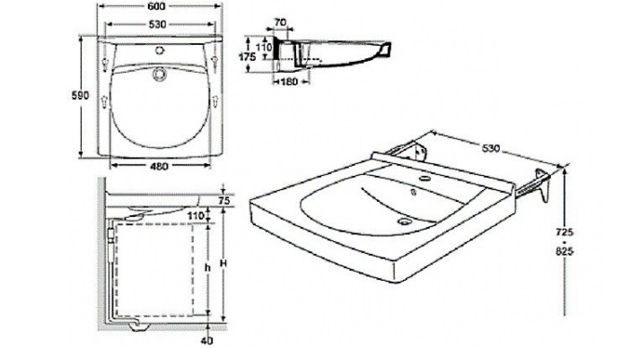 schema di installazione del lavello