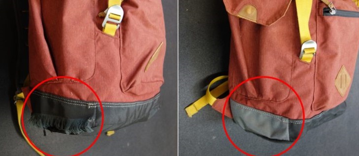 sew up the holes in the backpack