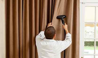 clean curtains without removing them from the curtain rod