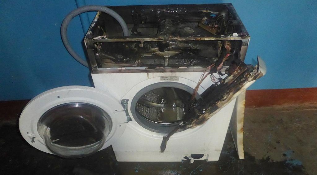 the washing machine caught fire