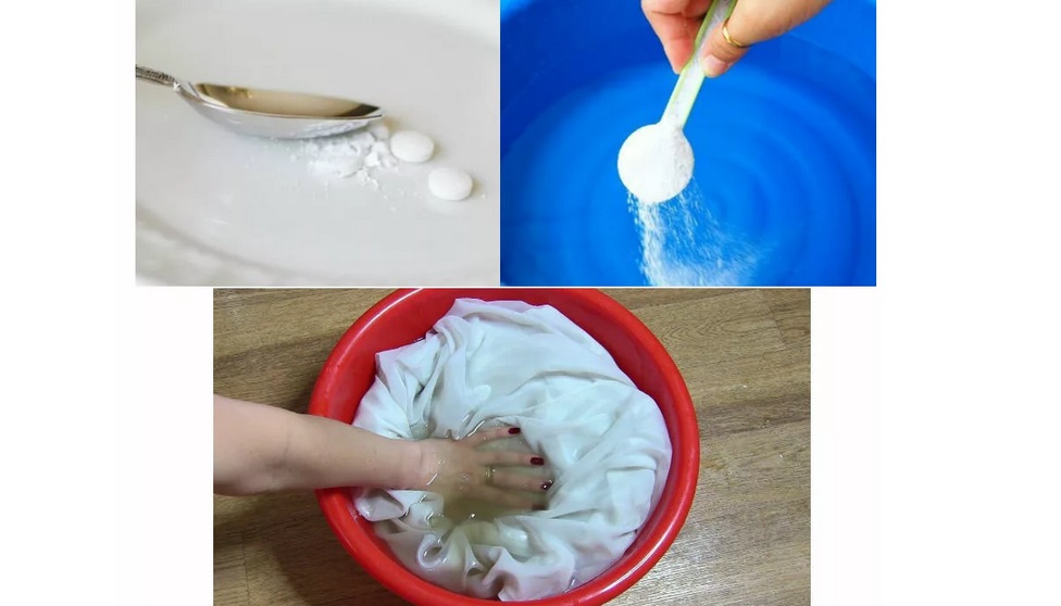 dissolve acetyl in a basin and soak the item 