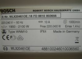 Bosch washing machine power