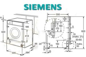 Dimensioner på Siemens vaskemaskine