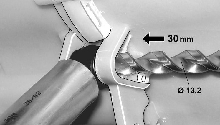 drill out the shock absorber mount