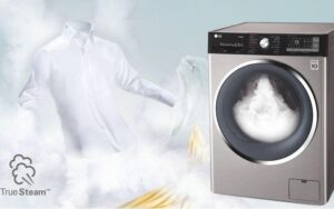 What is the steam function in a washing machine?