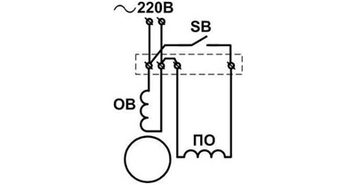 tilslutningsdiagram for en enfaset asynkronmotor