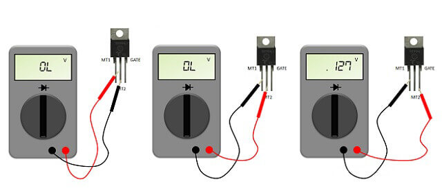 checking a triac using a multimeter circuit