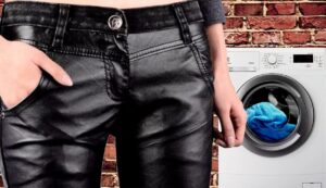 Washing eco-leather trousers