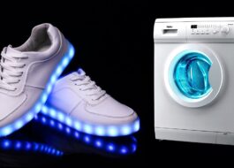 Washing glowing sneakers