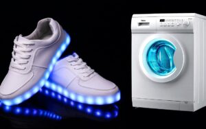 Washing glowing sneakers