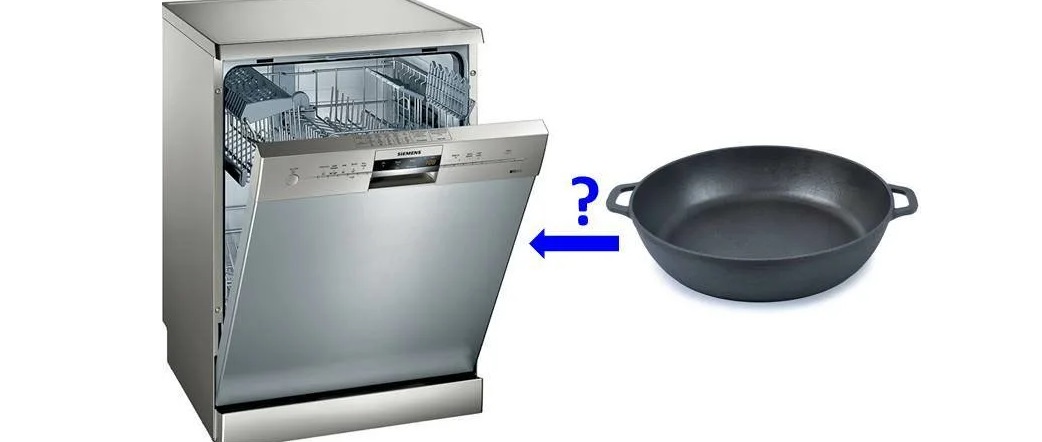 washing a cast iron frying pan in the dishwasher