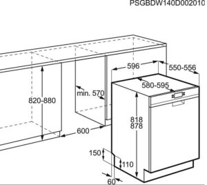 Dimensions du lave-vaisselle Electrolux