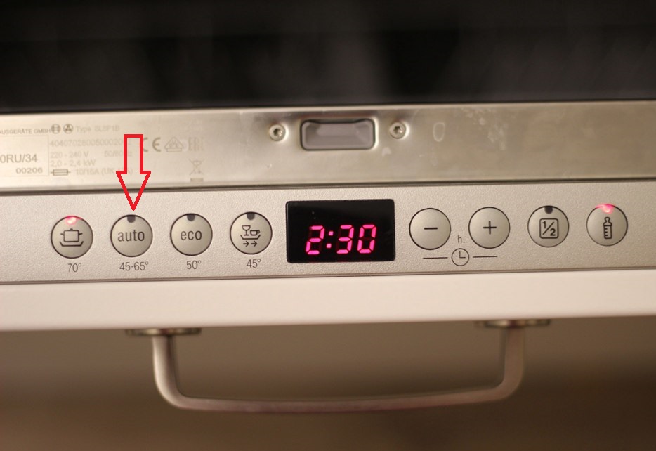 Auto mode in a Bosch dishwasher